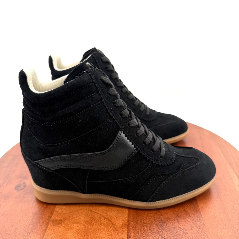 Dolce Vita Issac Sneaker Black Onyx Suede Hidden Wedge High Top Women 10 NIB